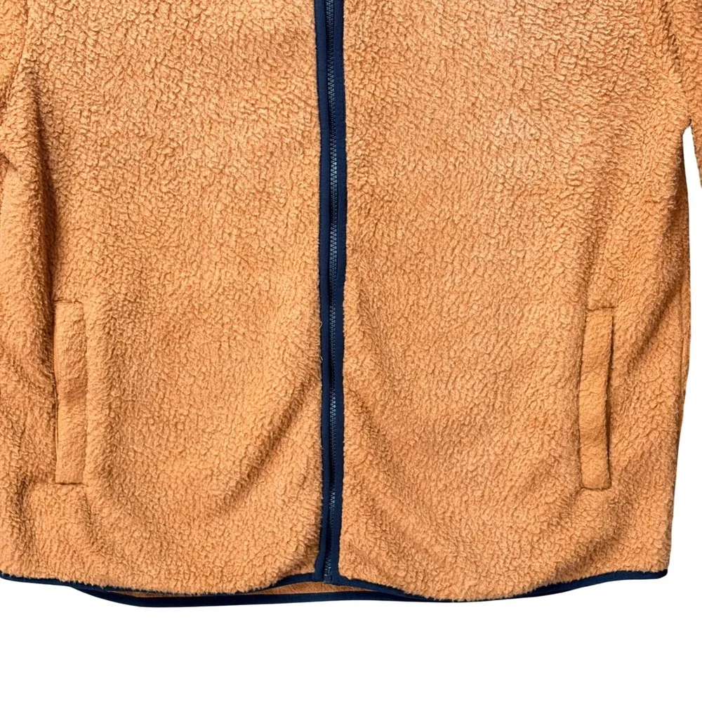 Lands' End Fair Isle Sherpa Fleece Jacket Orange Large 14-16 Geometric‎